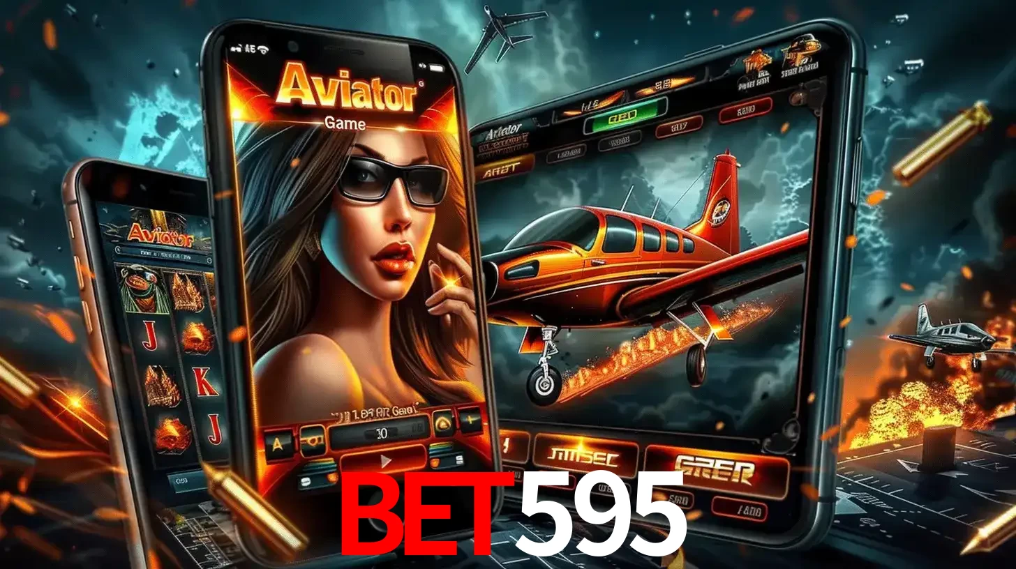 O popular jogo de apostas Aviator exibido em vários celulares e tablets, mostrando a interface emocionante e a ação de voo disponíveis para jogar agora no bet595.