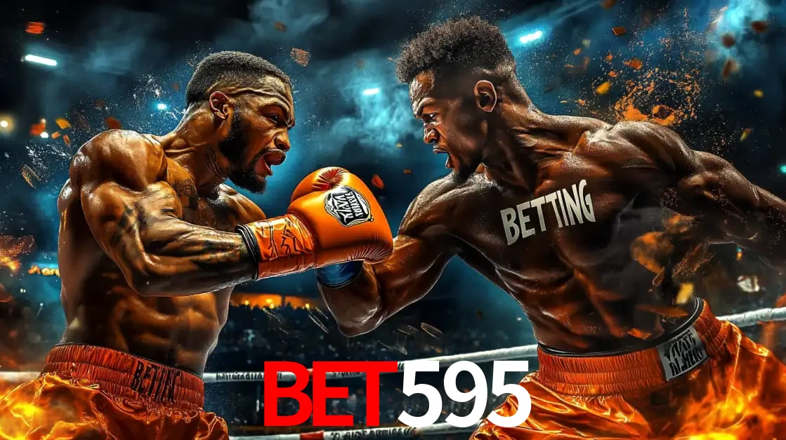 Dois boxeadores em uma luta intensa e explosiva, representando a adrenalina e as oportunidades de apostas em esportes de combate disponíveis na plataforma bet595.