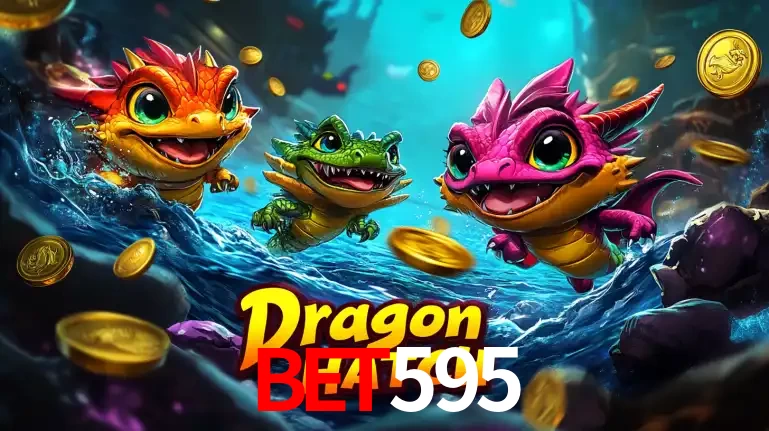 Arte promocional do jogo Dragon Hatch com três adoráveis dragões bebês nadando entre moedas de ouro, um dos slots mais divertidos para jogar no cassino bet595.