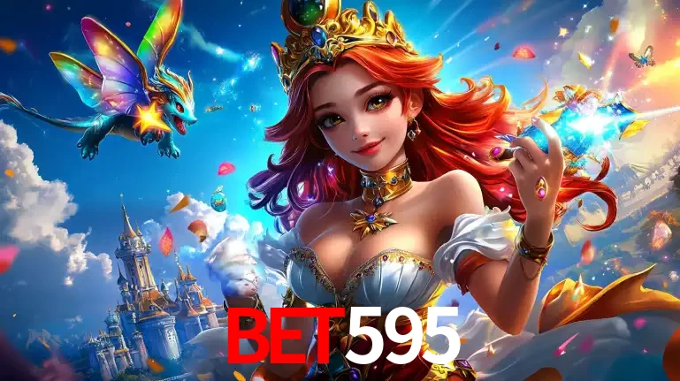 A princesa de um reino de fantasia mágico, com seu pequeno dragão, apresentando um mundo de prêmios encantados nos jogos de caça-níqueis do cassino bet595.